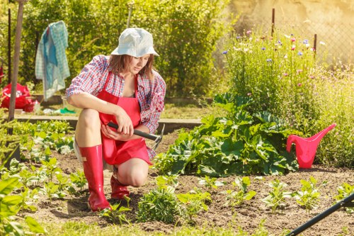Garden maintenance team preparing for scheduled work